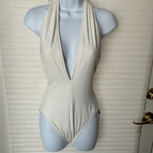 Anne Cole white one piece Halter bathing suit